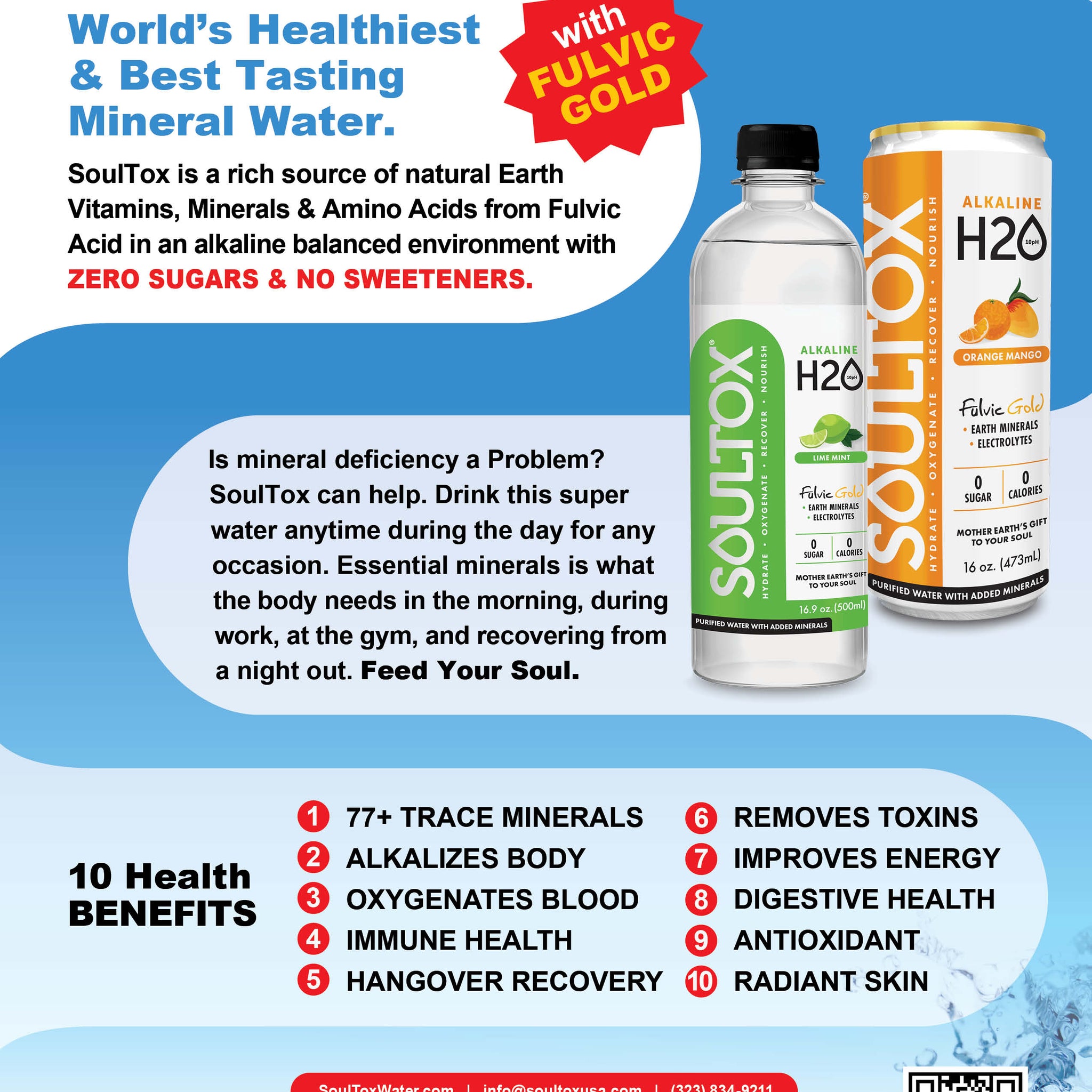 SoulTox 4-Flavor Variety Alkaline Fulvic Gold Bottles 12 Pack