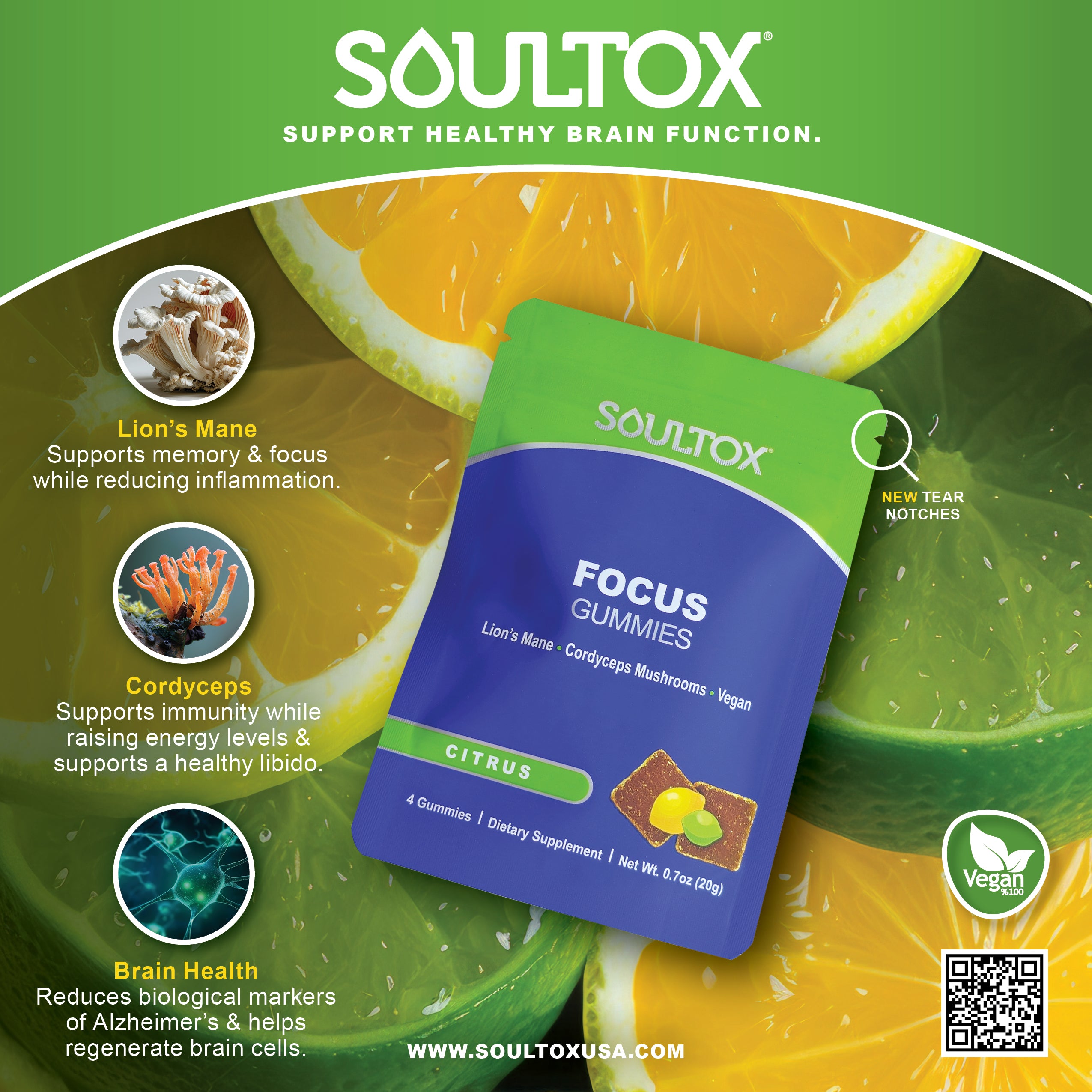 Soultox FOCUS Lion's Mane Mushroom Gummies – SOULTOX